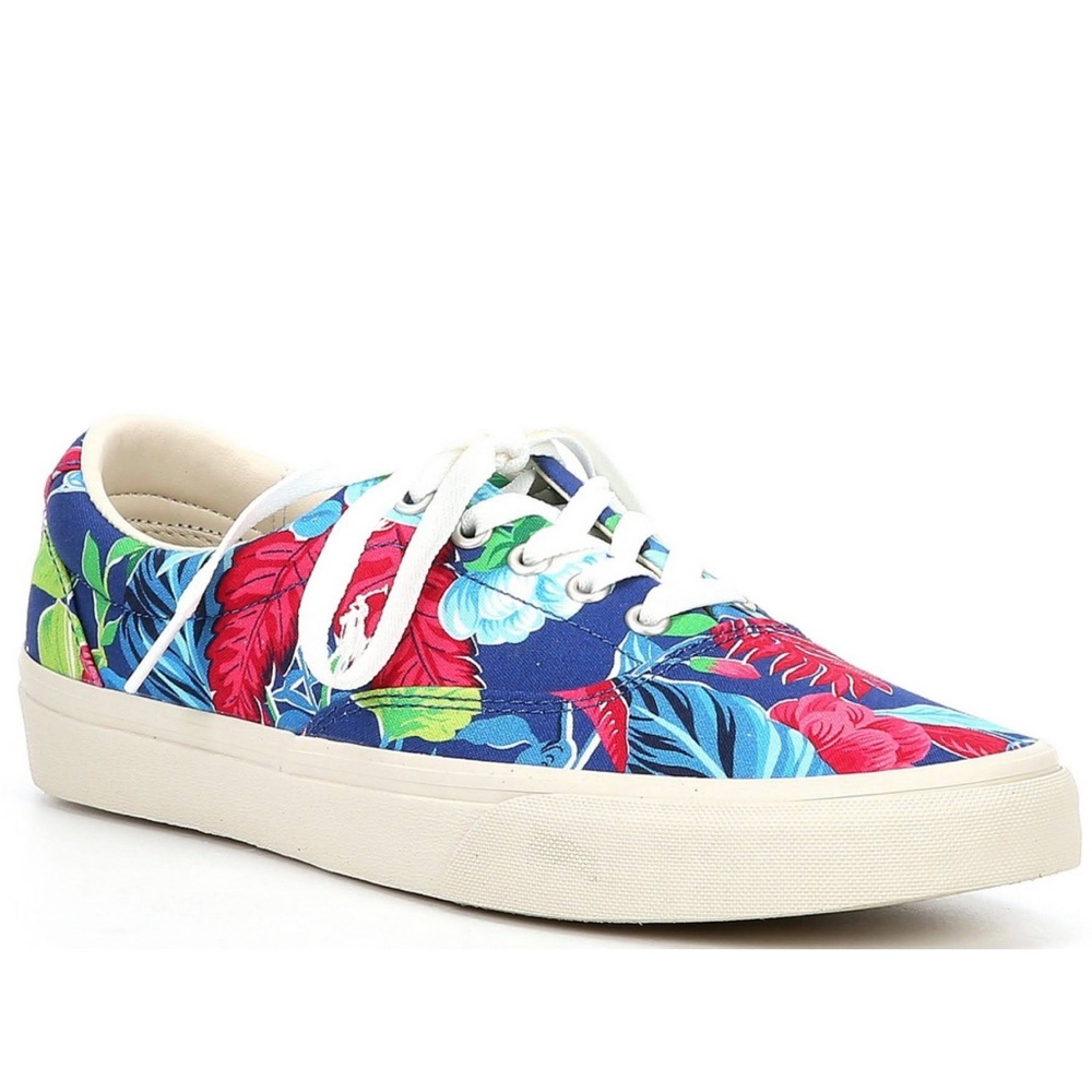 Polo Ralph Lauren Keaton Pony Floral Men's Canvas Low Top Shoes Sneakers - Picture 2 of 10